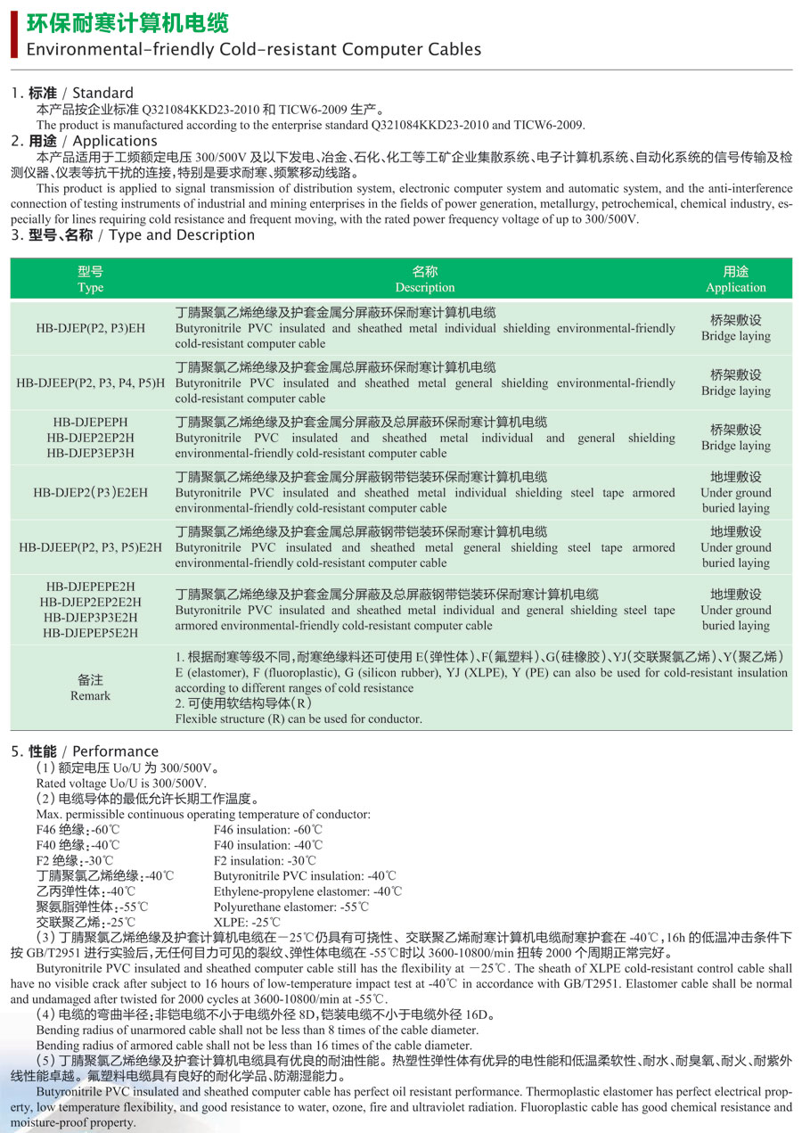 环保耐寒计算机电缆